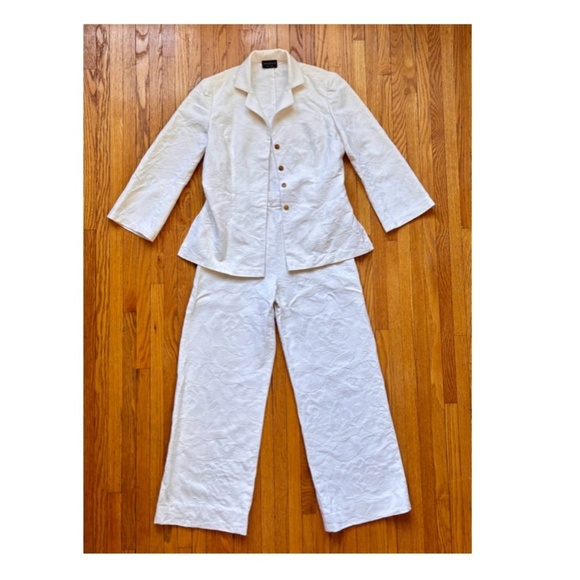 Yeohlee Vintage Suit Set Brocade Floral Cream Silk Blend - Picture 1 of 9